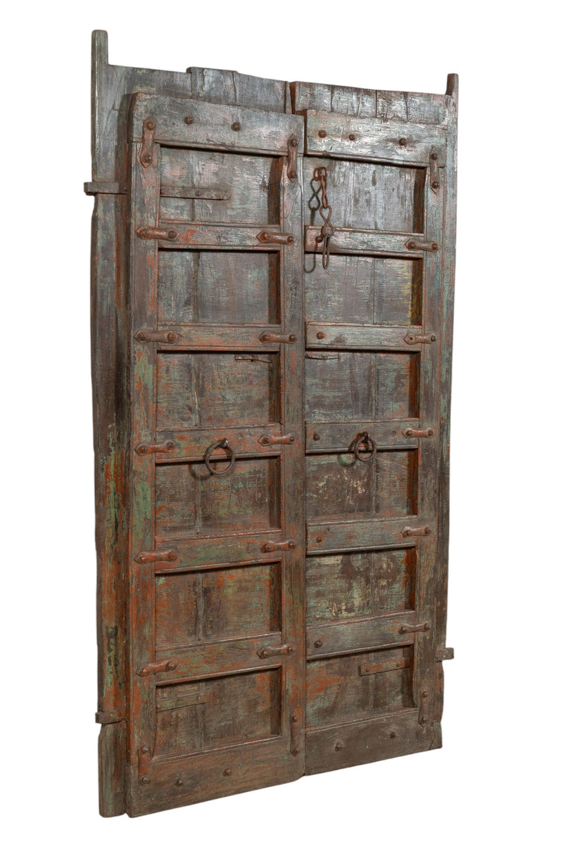 Biscottini Porta portone in legno massello e ferro da interno o da esterno vecchia e antica medievale