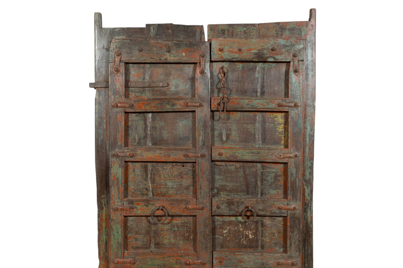 Biscottini Porta portone in legno massello e ferro da interno o da esterno vecchia e antica medievale