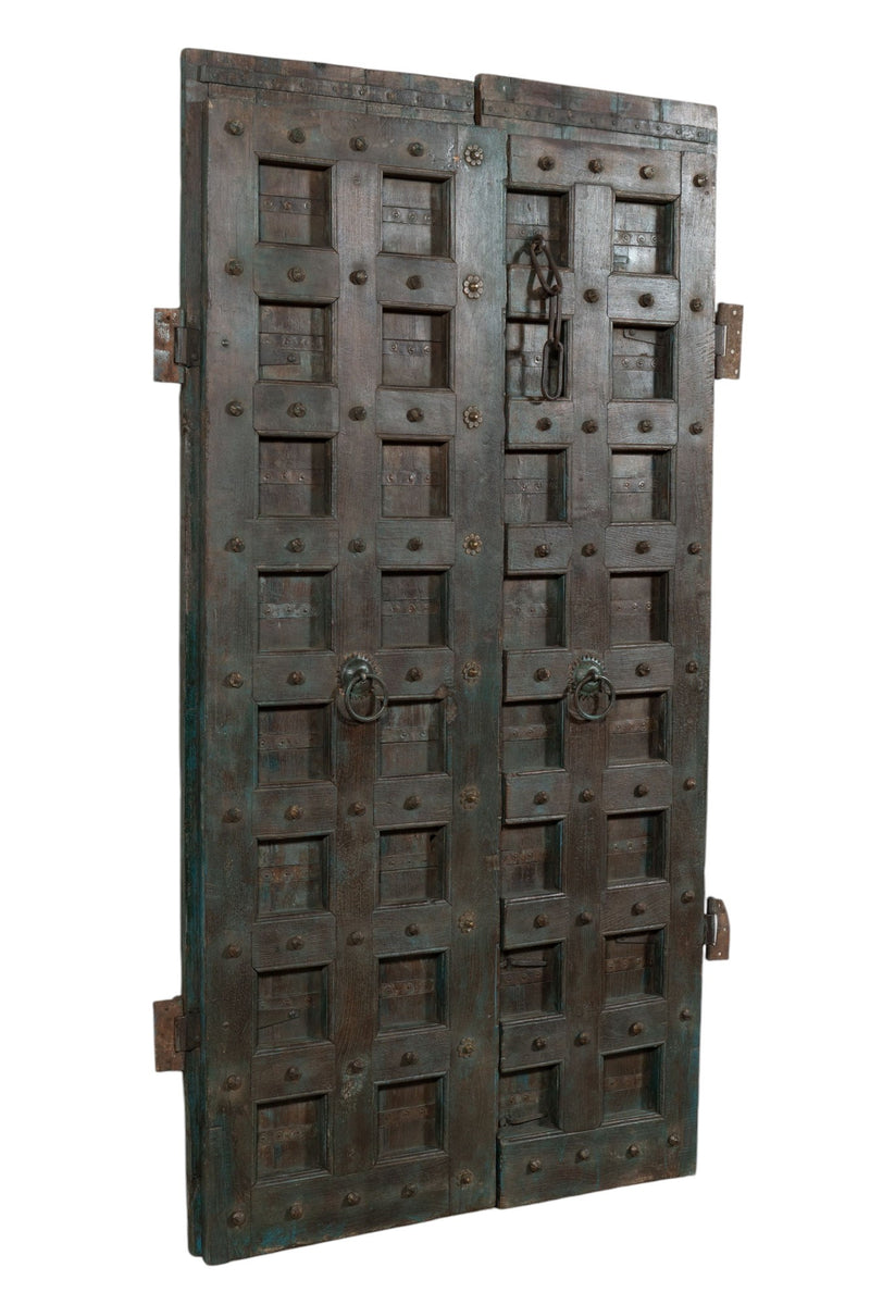 Biscottini Porta portone in legno massello e ferro da interno o da esterno vecchia e antica medievale