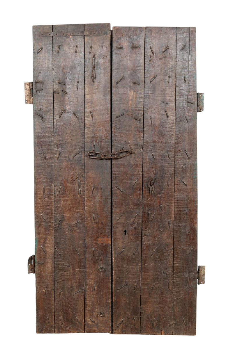 Biscottini Porta portone in legno massello e ferro da interno o da esterno vecchia e antica medievale