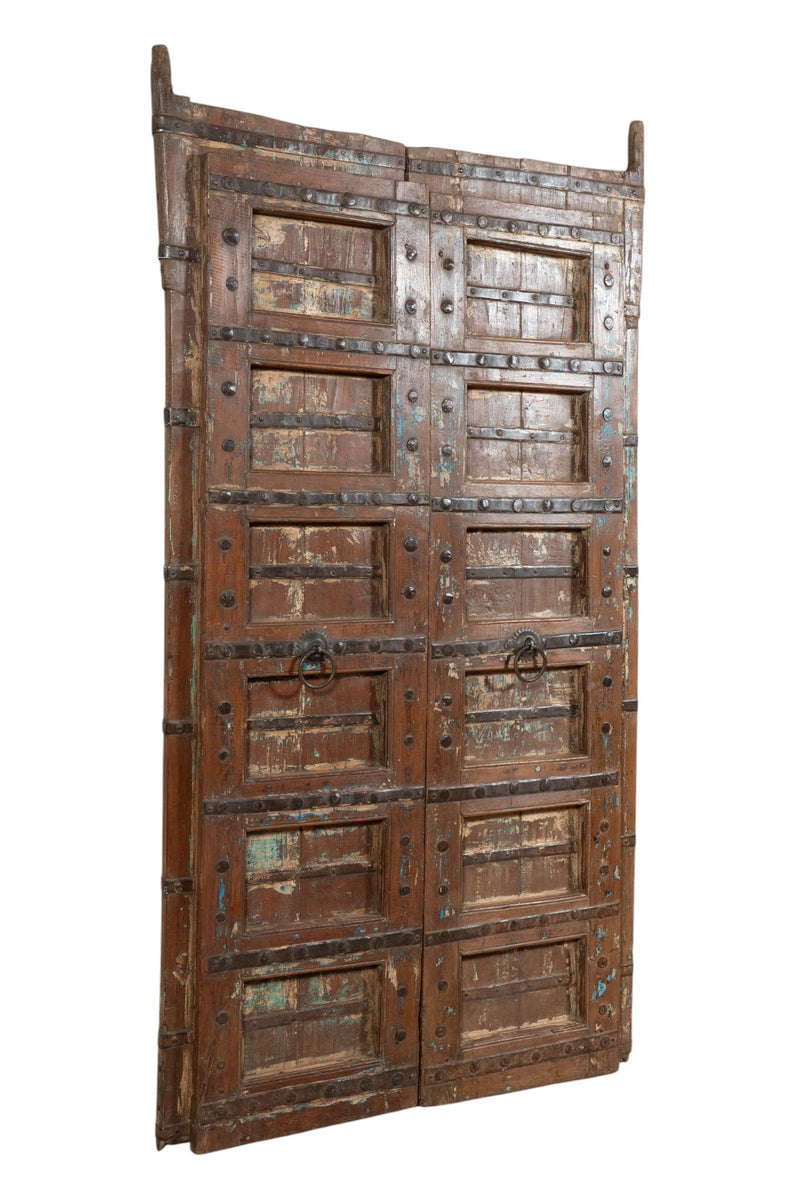 Biscottini Porta portone in legno massello e ferro da interno o da esterno vecchia e antica medievale