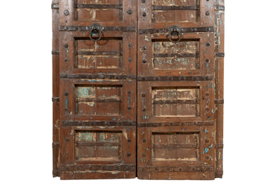 Biscottini Porta portone in legno massello e ferro da interno o da esterno vecchia e antica medievale