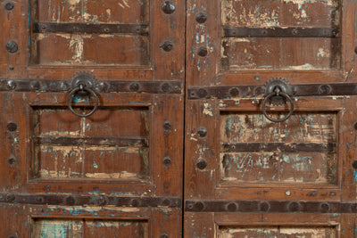 Biscottini Porta portone in legno massello e ferro da interno o da esterno vecchia e antica medievale