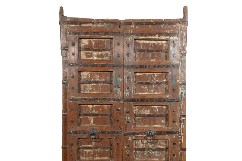 Biscottini Porta portone in legno massello e ferro da interno o da esterno vecchia e antica medievale