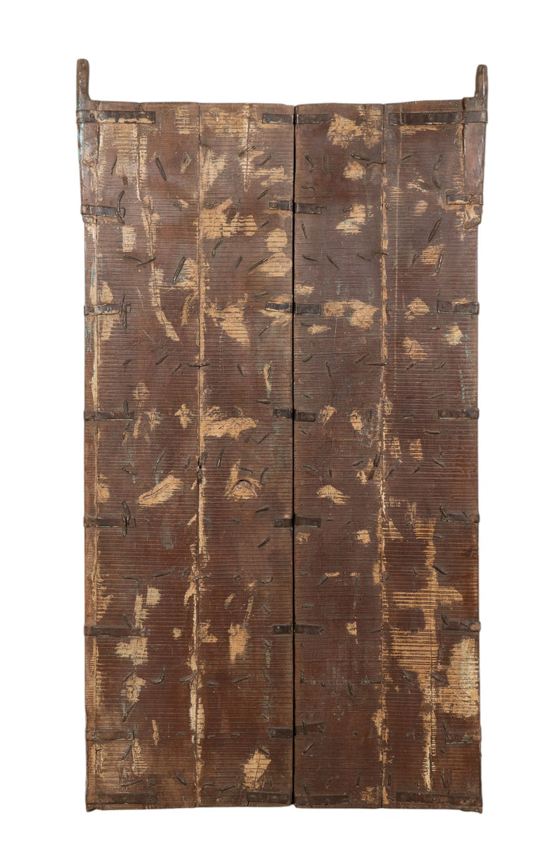 Biscottini Porta portone in legno massello e ferro da interno o da esterno vecchia e antica medievale