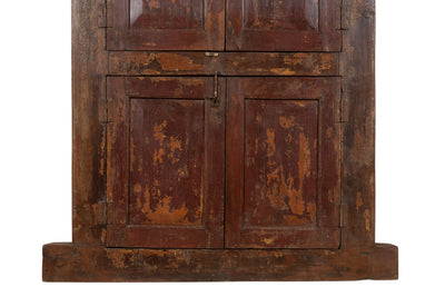 Biscottini Finestra finestrina grata in legno massello e in ferro antica e vecchia medievale con telaio da interno o da esterno