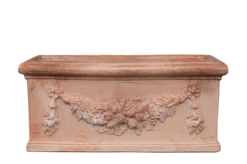 Biscottini Cassetta fioriera in Terracotta festonato 100% Made in Italy interamente Lavorata a Mano