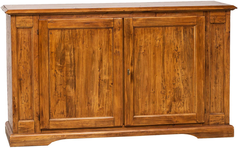Biscottini Credenza Country in legno massello di tiglio finitura noce L180xPR58xH105 cm. Made in Italy