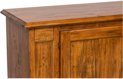 Biscottini Credenza Country in legno massello di tiglio finitura noce L180xPR58xH105 cm. Made in Italy