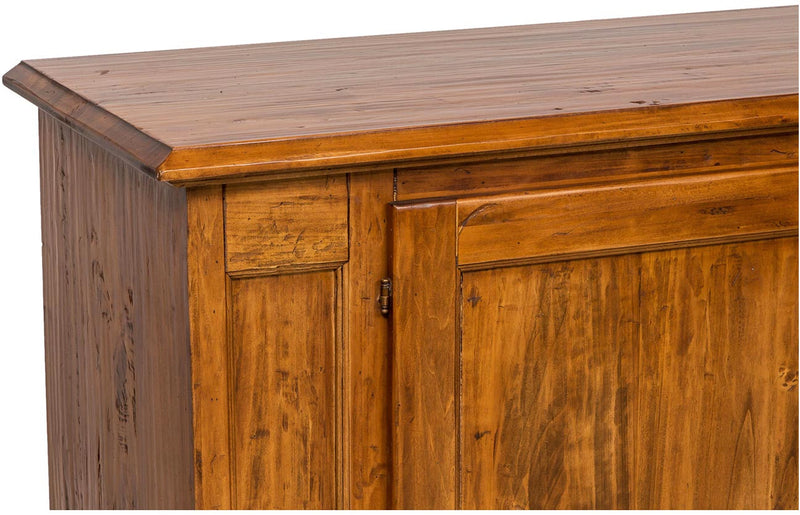 Biscottini Credenza Country in legno massello di tiglio finitura noce L180xPR58xH105 cm. Made in Italy