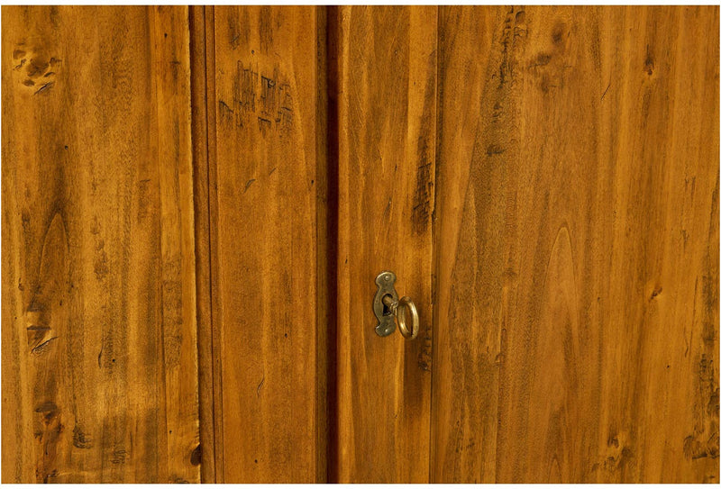 Biscottini Credenza Country in legno massello di tiglio finitura noce L180xPR58xH105 cm. Made in Italy