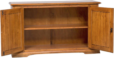 Biscottini Credenza Country in legno massello di tiglio finitura noce L180xPR58xH105 cm. Made in Italy