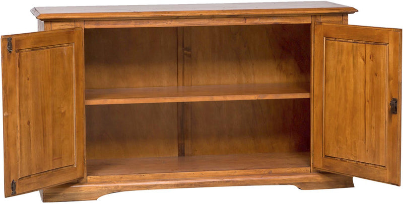 Biscottini Credenza Country in legno massello di tiglio finitura noce L180xPR58xH105 cm. Made in Italy