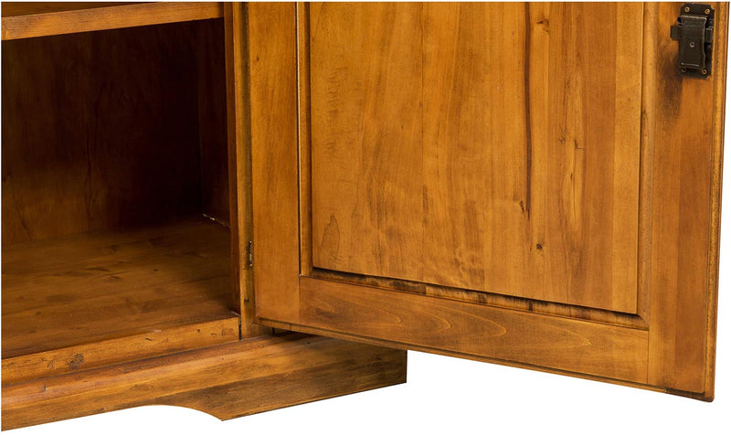 Biscottini Credenza Country in legno massello di tiglio finitura noce L180xPR58xH105 cm. Made in Italy