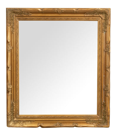 Biscottini Specchio Specchiera da parete e appendere verticale/orizzontale L64xPR4xH74 cm finitura foglia oro anticato.
