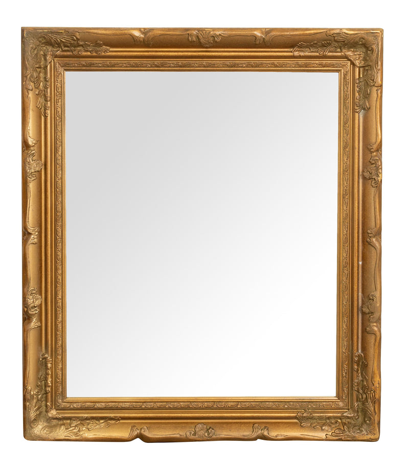 Biscottini Specchio Specchiera da parete e appendere verticale/orizzontale L64xPR4xH74 cm finitura foglia oro anticato.