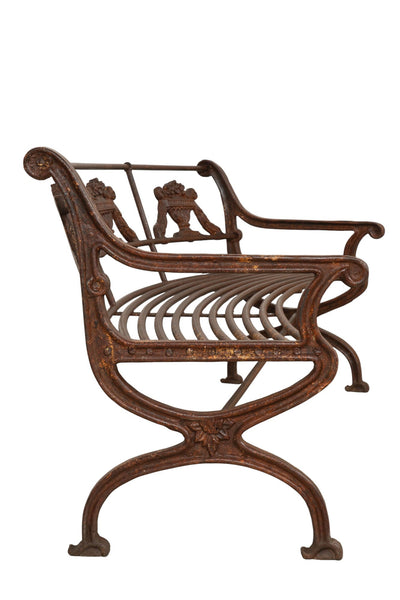 Biscottini Panchina Liberty in ghisa e ferro finitura anticata