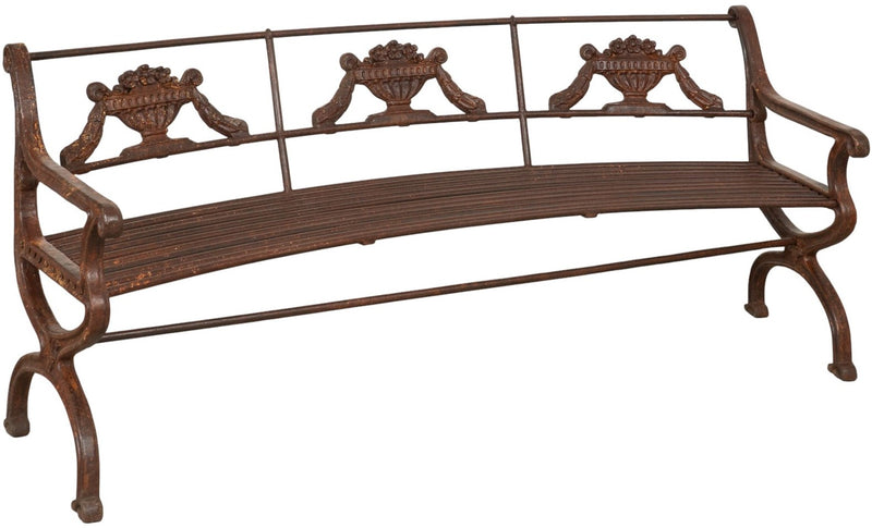Biscottini Panchina Liberty in ghisa e ferro finitura anticata