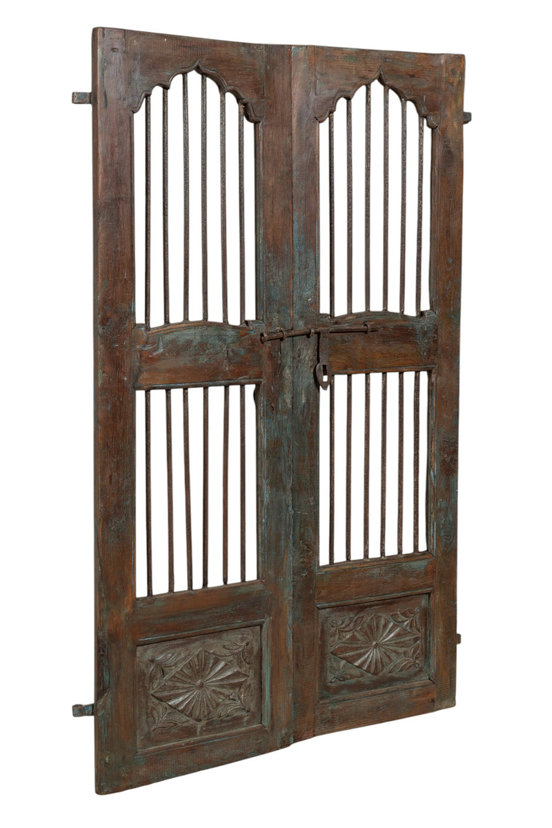 Biscottini Porta portone in legno massello e ferro da interno o da esterno vecchia e antica medievale