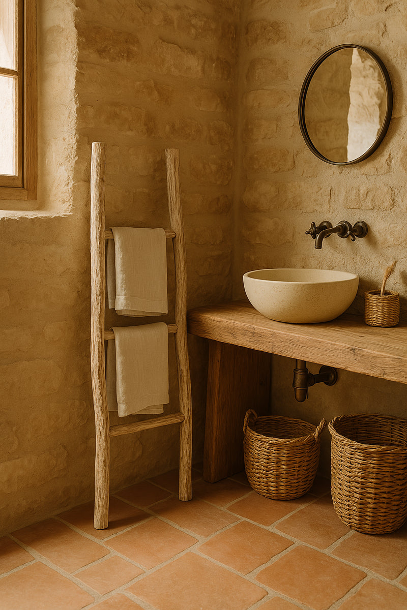 Biscottini Scala portasciugamani in legno finitura bianca