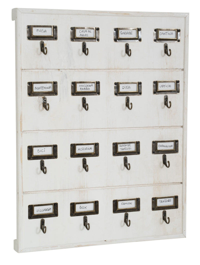 Biscottini Bacheca appendichiavi in legno finitura bianco anticato L37xPR4xH47 cm Offerta