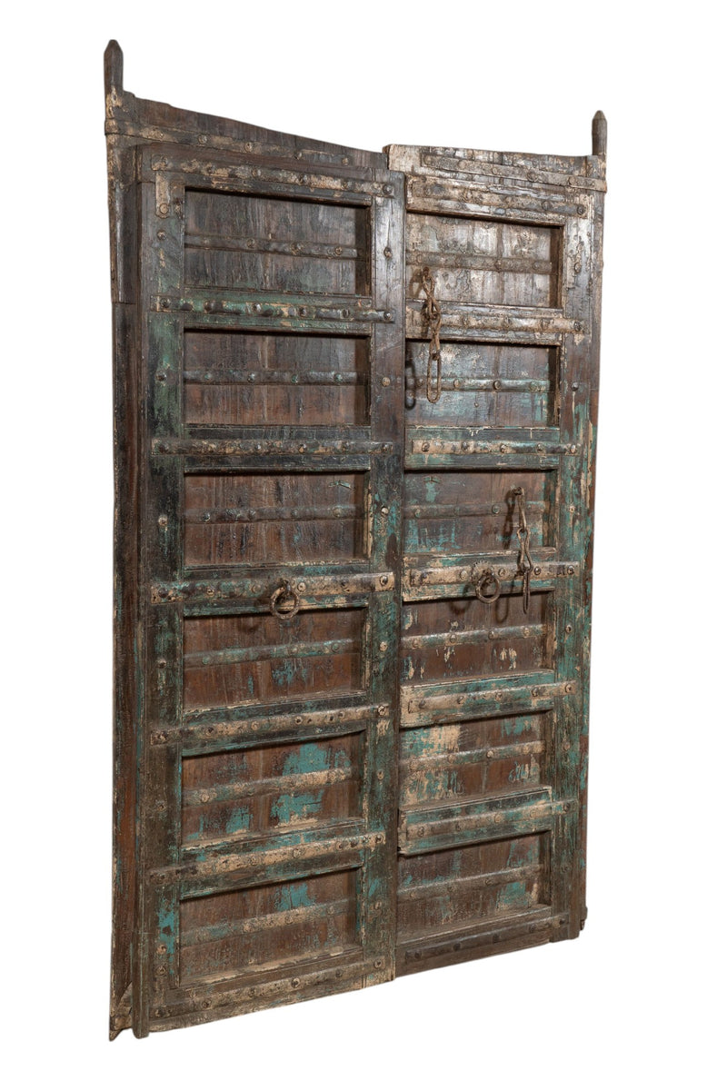 Biscottini Porta portone in legno massello e ferro da interno o da esterno vecchia e antica medievale