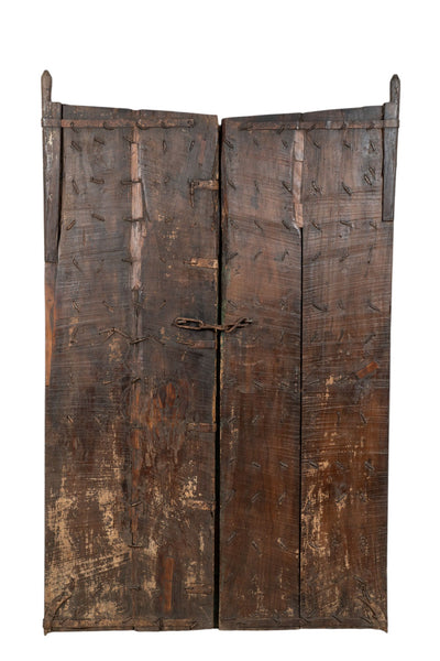 Biscottini Porta portone in legno massello e ferro da interno o da esterno vecchia e antica medievale