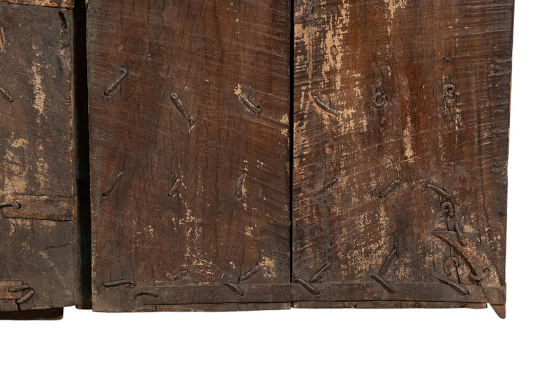 Biscottini Porta portone in legno massello e ferro da interno o da esterno vecchia e antica medievale