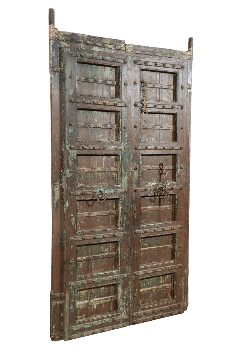 Biscottini Porta portone in legno massello e ferro da interno o da esterno vecchia e antica medievale