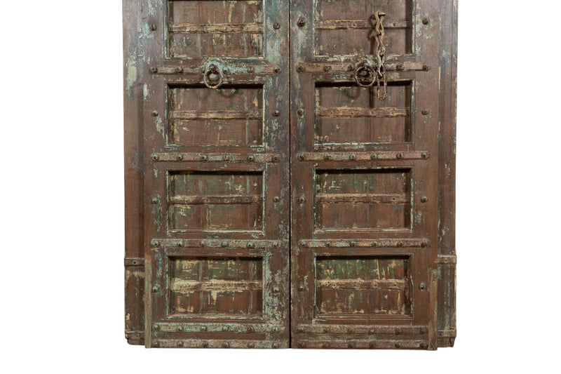 Biscottini Porta portone in legno massello e ferro da interno o da esterno vecchia e antica medievale