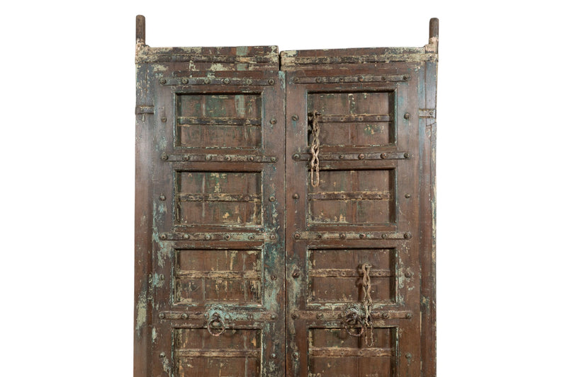 Biscottini Porta portone in legno massello e ferro da interno o da esterno vecchia e antica medievale