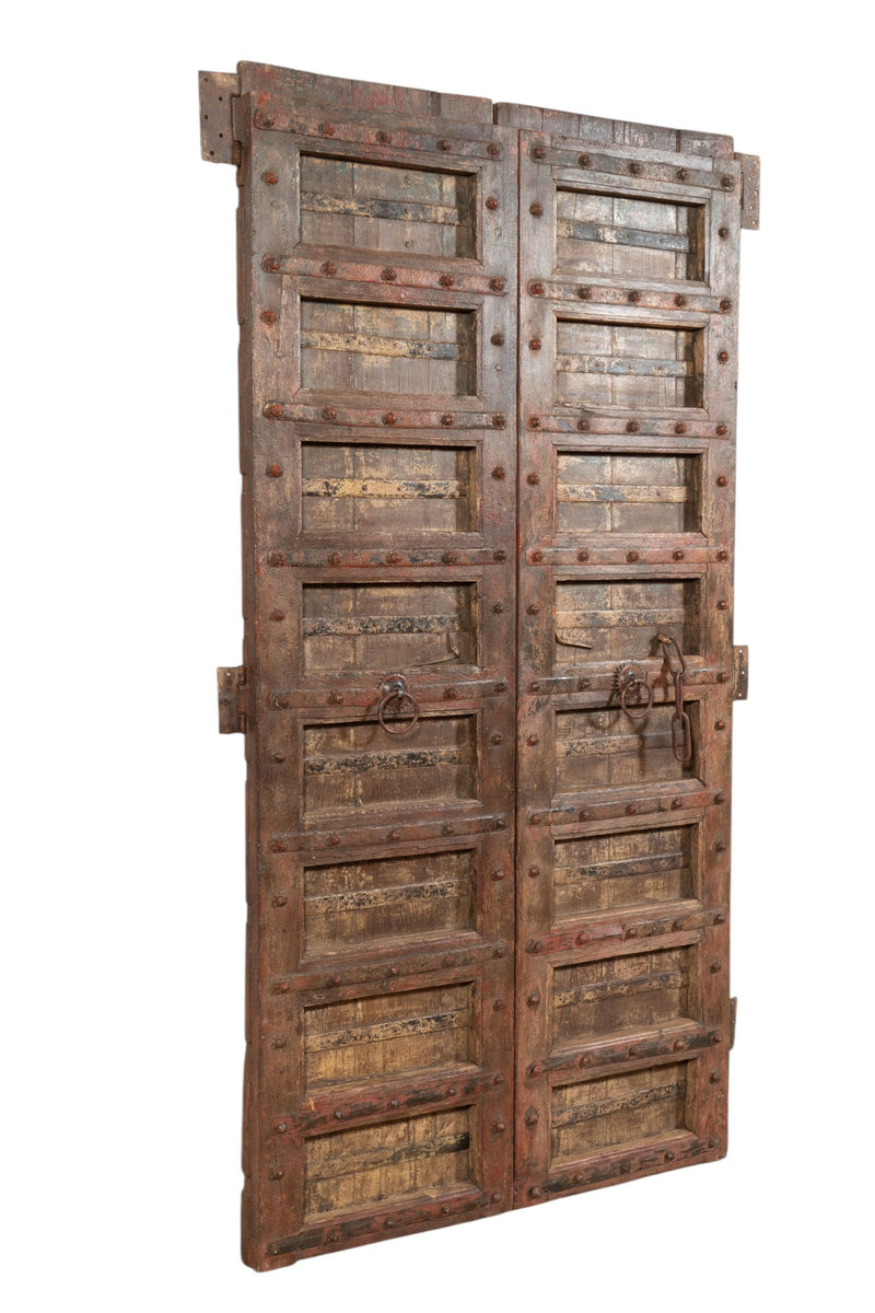 Biscottini Porta portone in legno massello e ferro da interno o da esterno vecchia e antica medievale