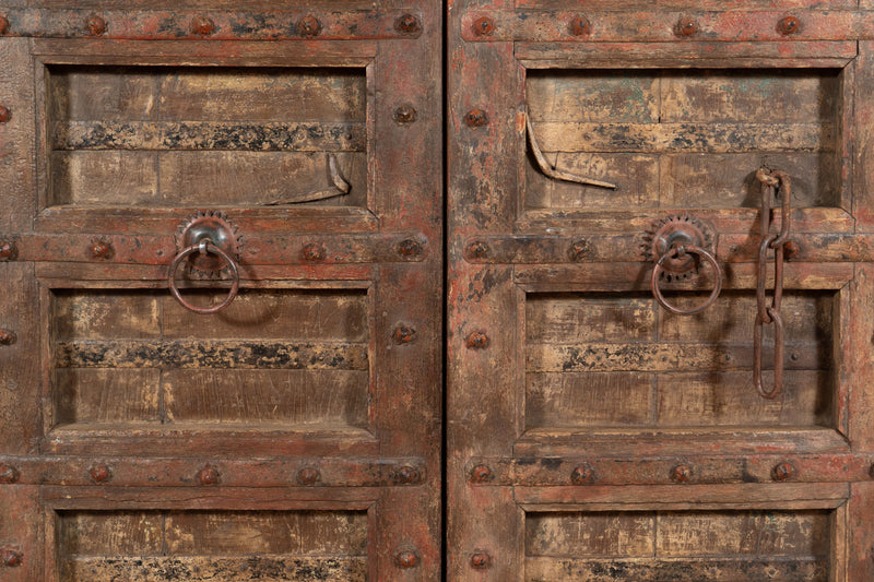 Biscottini Porta portone in legno massello e ferro da interno o da esterno vecchia e antica medievale