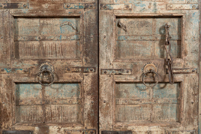 Biscottini Porta portone in legno massello e ferro da interno o da esterno vecchia e antica medievale