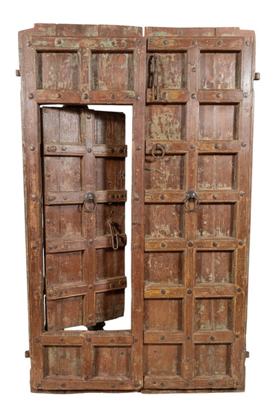 Biscottini Porta portone in legno massello e ferro da interno o da esterno vecchia e antica medievale