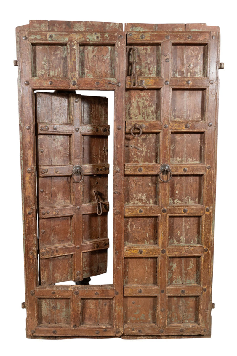 Biscottini Porta portone in legno massello e ferro da interno o da esterno vecchia e antica medievale