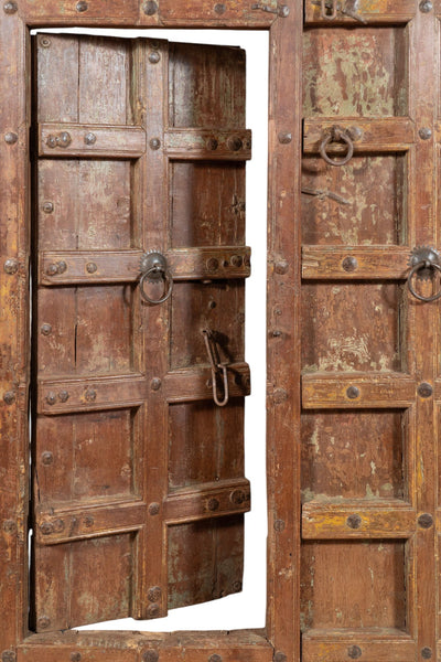 Biscottini Porta portone in legno massello e ferro da interno o da esterno vecchia e antica medievale