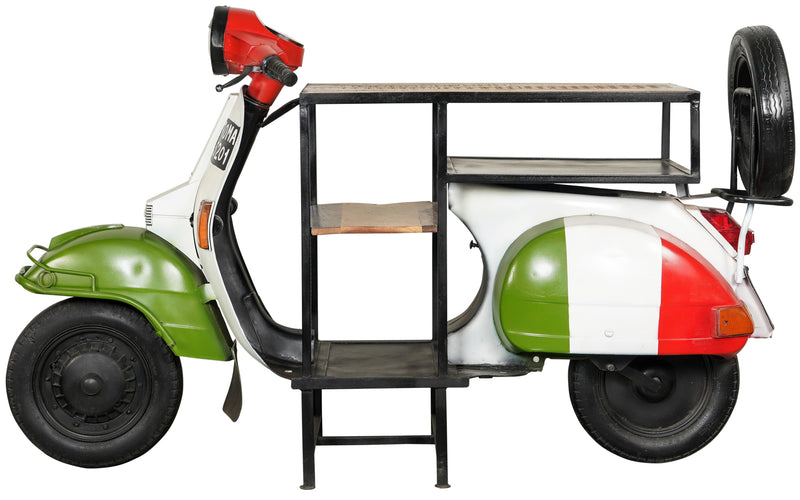 Biscottini Consolle in Ferro e Legno, Vespa Ristrutturata come Consolle per Arredo per la Casa