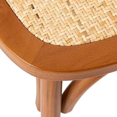 Biscottini Sedia Thonet Cross in massello e seduta in rattan finitura legno invecchiato