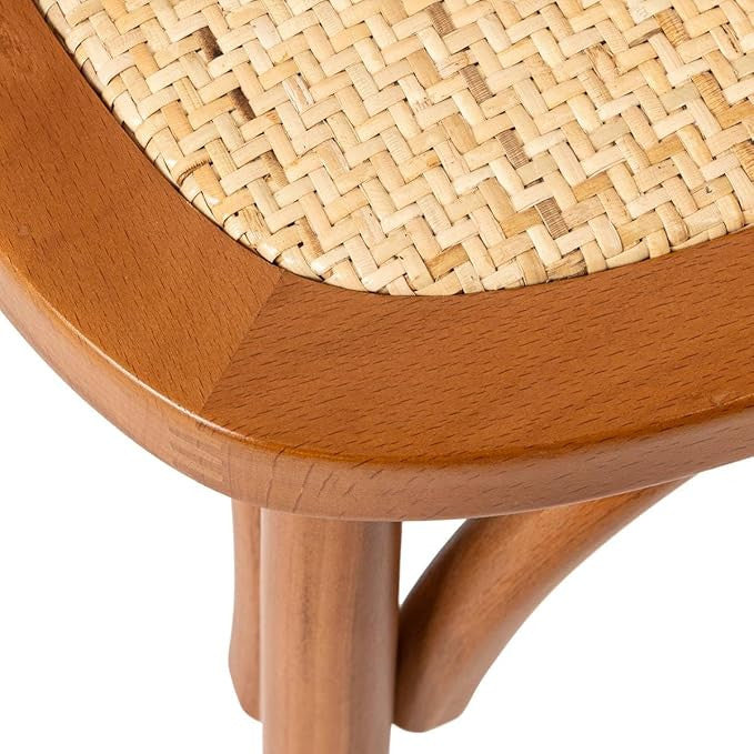 Biscottini Sedia Thonet Cross in massello e seduta in rattan finitura legno invecchiato