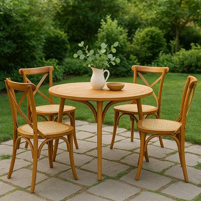 Biscottini Sedia Thonet Cross in massello e seduta in rattan finitura legno invecchiato