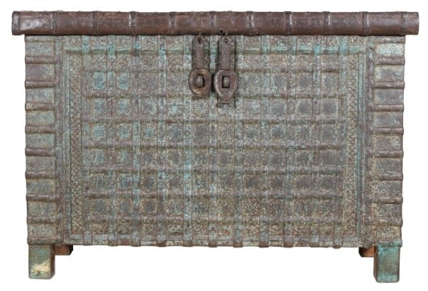 Biscottini Vecchio forziere in legno e ferro L127XPR47XH87 cm