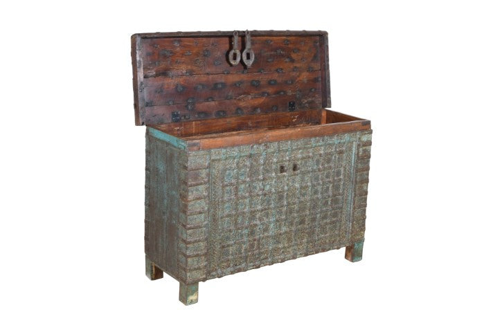 Biscottini Vecchio forziere in legno e ferro L127XPR47XH87 cm