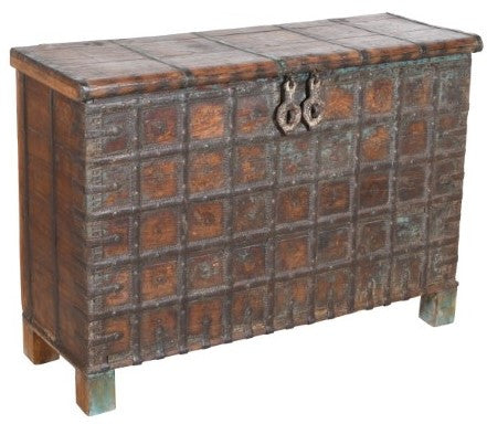 Biscottini Vecchio forziere in legno e ferro L127XPR46XH89 cm