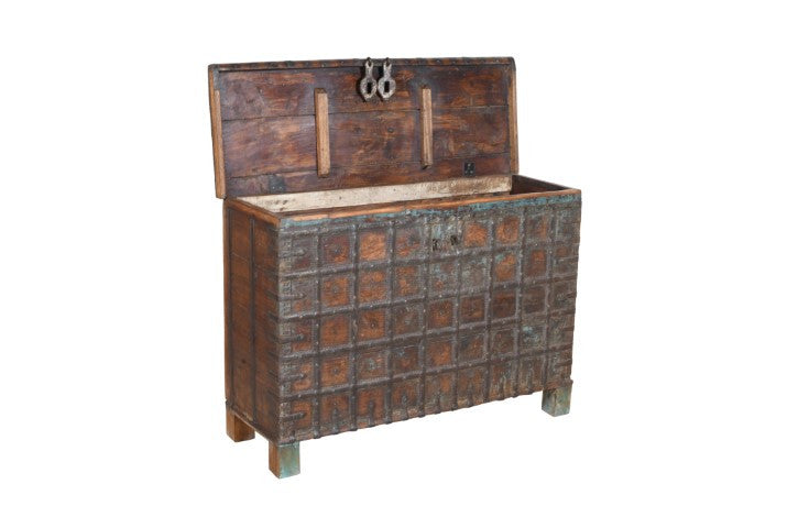 Biscottini Vecchio forziere in legno e ferro L127XPR46XH89 cm