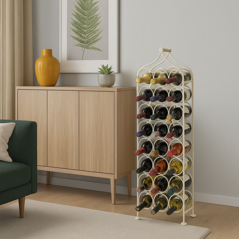 Biscottini Porta bottiglie in ferro battuto finitura bianca anticata Molto stabile robusta