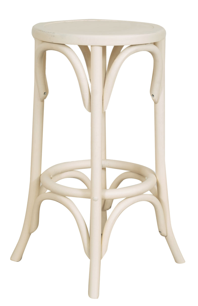 Biscottini Sgabello Thonet in massello di frassino finitura bianca anticata