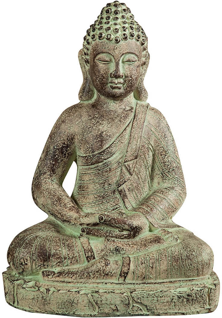 Biscottini Statuetta di Buddha in gesso dipinto finitura anticata 47X35X67 cm