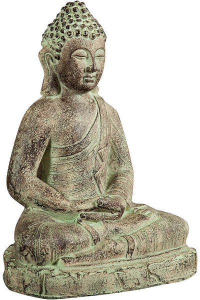 Biscottini Statuetta di Buddha in gesso dipinto finitura anticata 47X35X67 cm