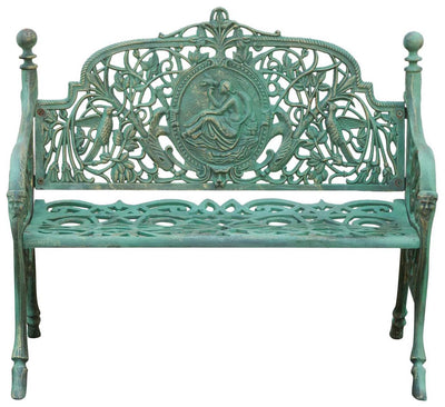 Biscottini Panchina Liberty in ghisa finitura verde anticata L105xPR62xH90 cm